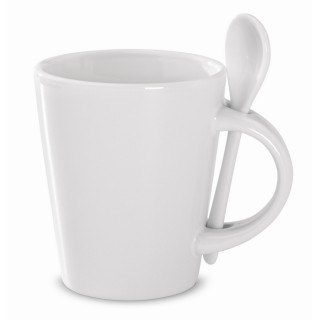 Taza con cuchara de cerámica publicitaria